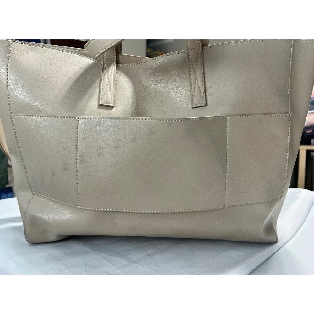 CalPak Taupe Leather Tote Bag with Adjustable Strap. Tags are no longer intact.